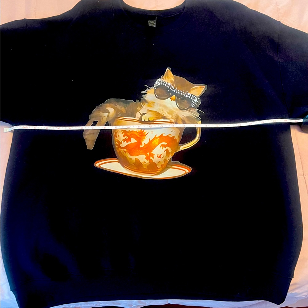 Tea Cup Cat Sweatshirt Gildan Xl NWOT